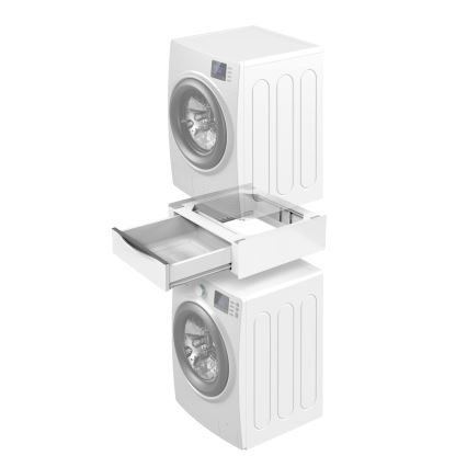 Meliconi 656112 - Jalusta pesukoneelle ja kuivausrummulle, ulosvedettävällä 28 l säilytystilalla, valkoinen