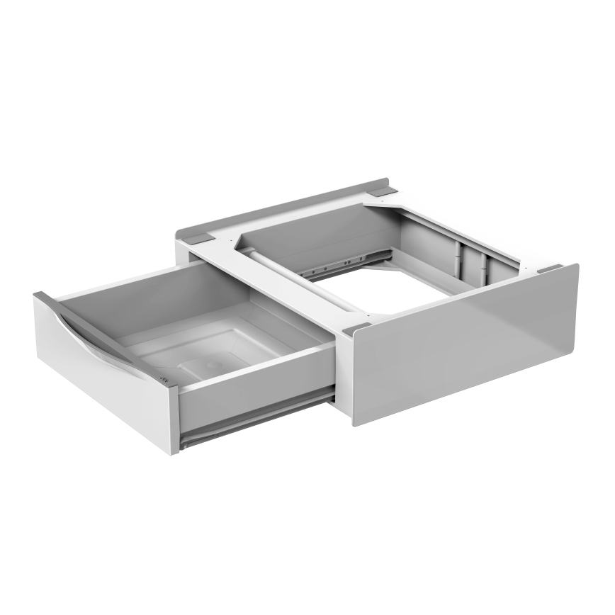 Meliconi 656112 - Jalusta pesukoneelle ja kuivausrummulle, ulosvedettävällä 28 l säilytystilalla, valkoinen