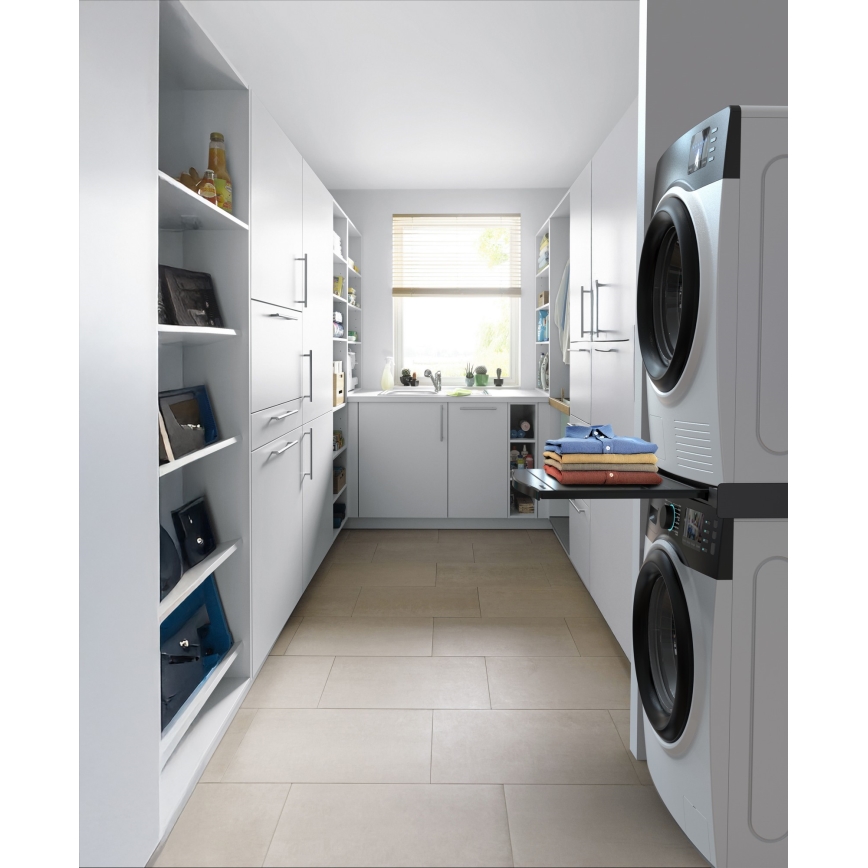 Meliconi 656136 - 60 cm jalusta pesukoneelle ja kuivausrummulle vetolaatikolla, musta