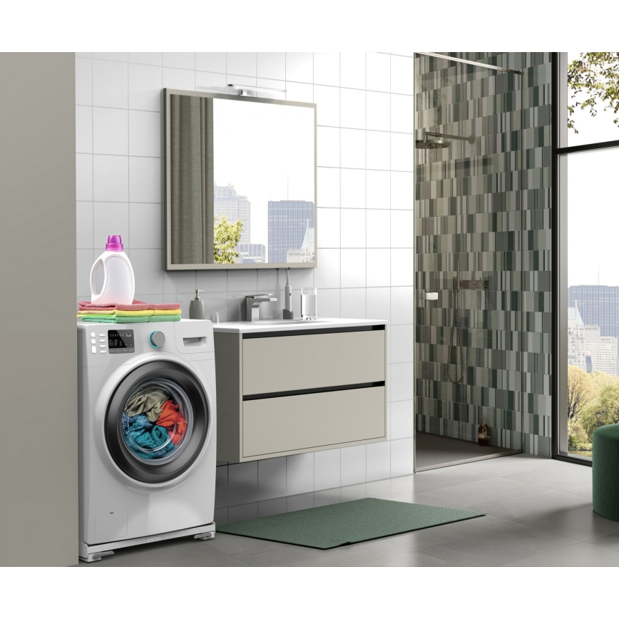 Meliconi 656149 - Tärinää vaimentava alusta pesukoneelle ulosvedettävillä pyörillä, 47 cm, valkoinen