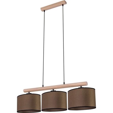 MERCEDES-riippuvalaisin vaijerilla 3xE27/40W/230V, ruskea/tammi
