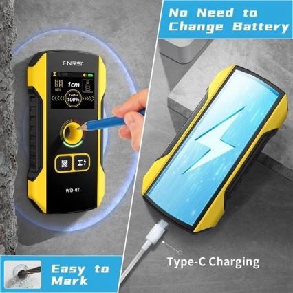 Metallien, jännitteen ja epähomogeenisuuksien detektori 300 mAh, 5 V