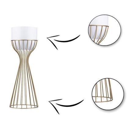 Metallinen kukkaruukku LOFT 46x20 cm kulta/valkoinen