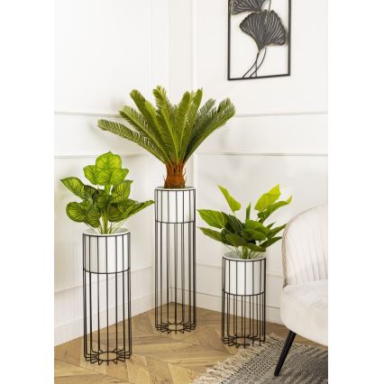 Metallinen kukkaruukku LOFT 55x20 cm musta/valkoinen