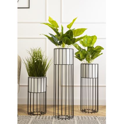 Metallinen kukkaruukku LOFT 55x20 cm musta/valkoinen