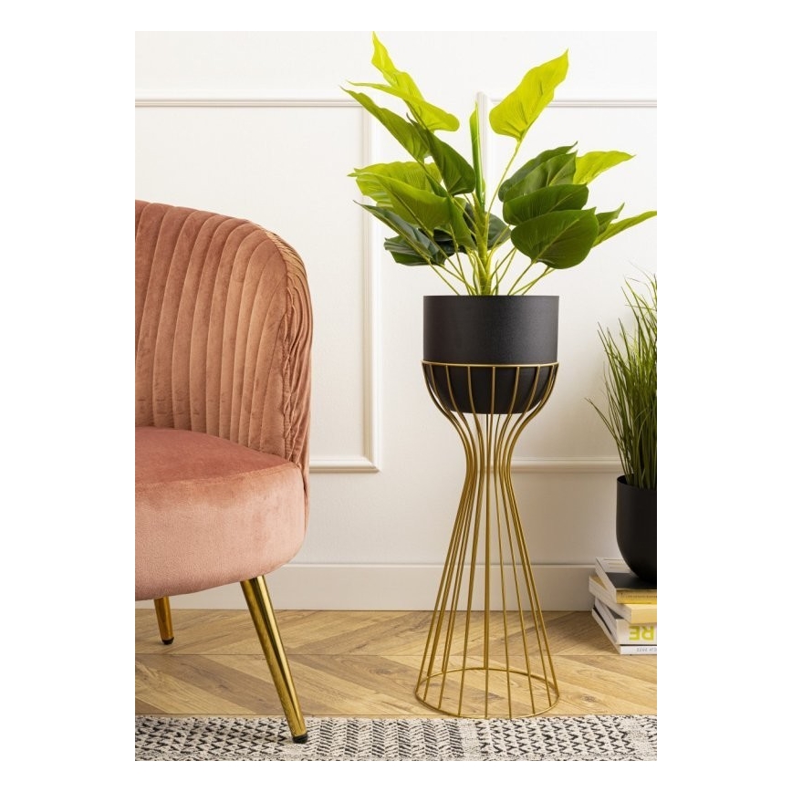 Metallinen kukkaruukku LOFT 56x20 cm kulta/musta