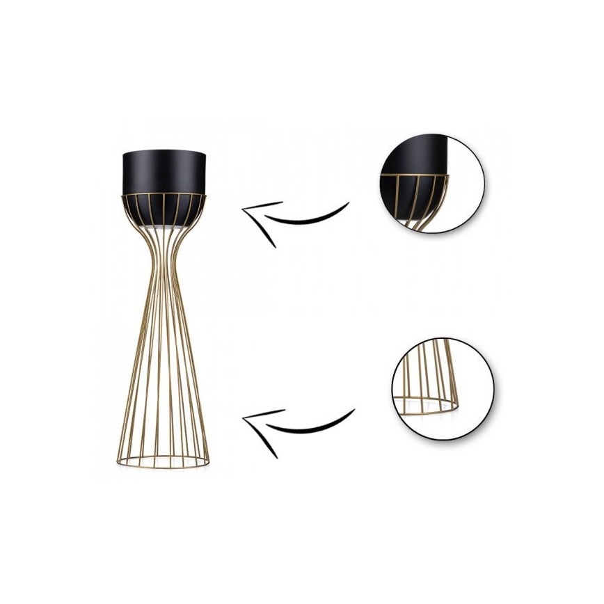 Metallinen kukkaruukku LOFT 56x20 cm kulta/musta