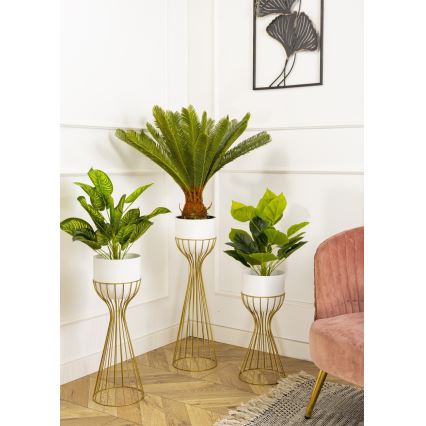 Metallinen kukkaruukku LOFT 56x20 cm kulta/valkoinen