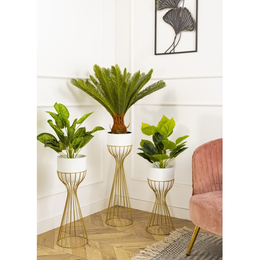 Metallinen kukkaruukku LOFT 56x20 cm kulta/valkoinen