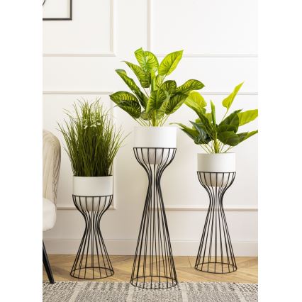 Metallinen kukkaruukku LOFT 56x20 cm musta/valkoinen