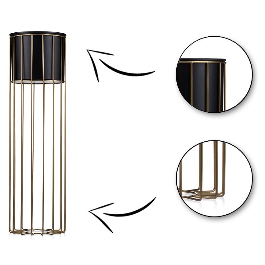 Metallinen kukkaruukku LOFT 70x20 cm kulta/musta