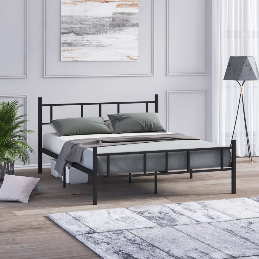 Metallinen parisänky PIRON 120x200 cm musta kantavuus 120 kg