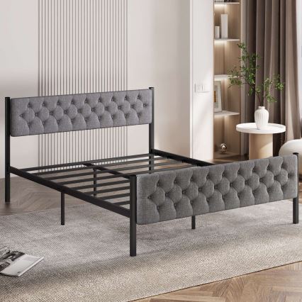 Metallinen parivuode KAROM 120x200 cm, harmaa, kantavuus 120 kg