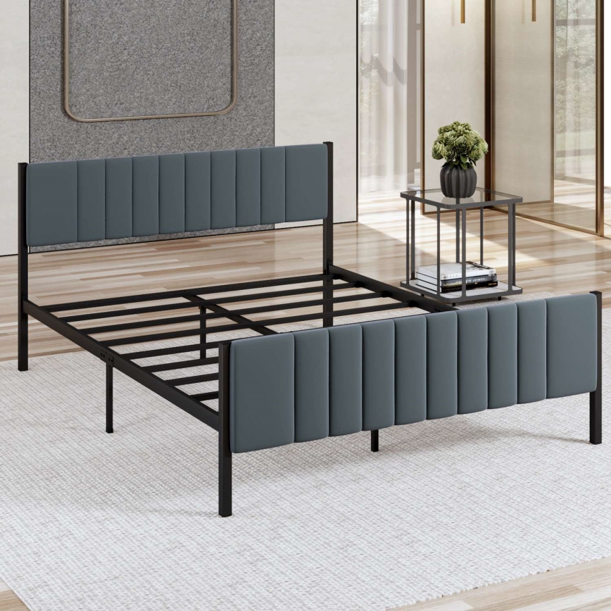 Metallinen parivuode LUNOR 120x200 cm, antrasiitti – kantavuus 120 kg