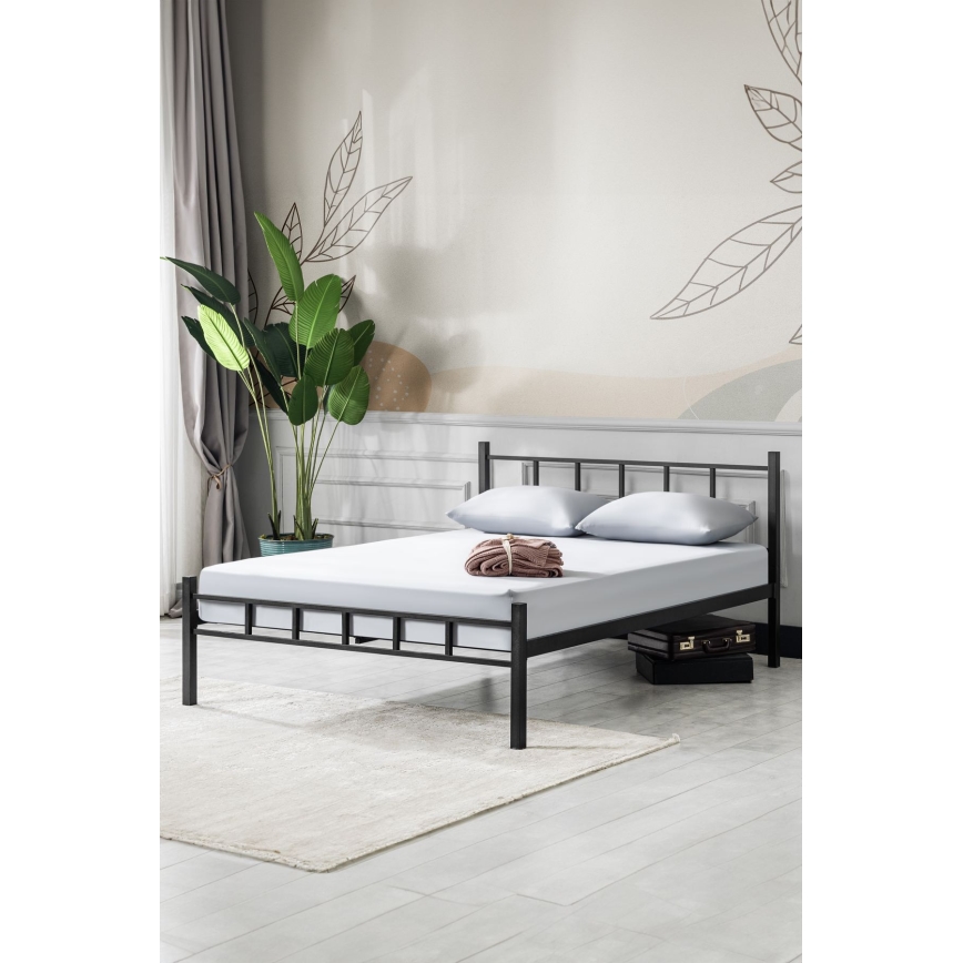 Metallinen parivuode ORMEL 120x200 cm, musta, kantavuus 120 kg