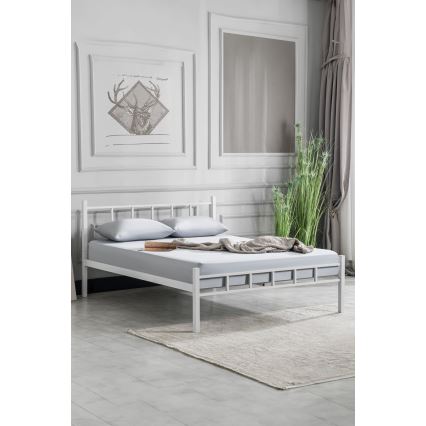 Metallinen parivuode ORMEL 160 x 200 cm, valkoinen, kantavuus 200 kg