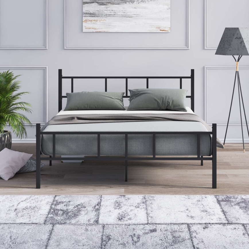 Metallinen parivuode PIRON 140 x 200 cm, musta, kantavuus 200 kg