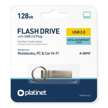 Metallinen vedenpitävä Flash Disk USB 128GB mattakromi