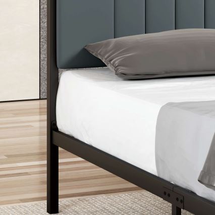 Metallinen yhden hengen sänky LUNOR, 90 x 200 cm, antrasiitti, kantavuus 120 kg
