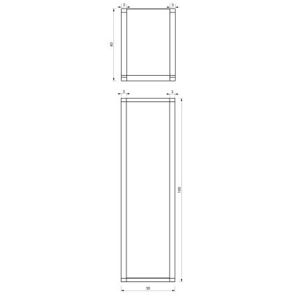 Metalliteline puulle 100x30 cm musta