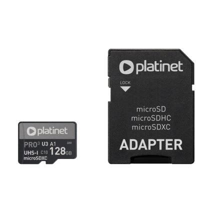 MicroSDXC 128GB U3 Pro A1 90MB/s + SD adapteri