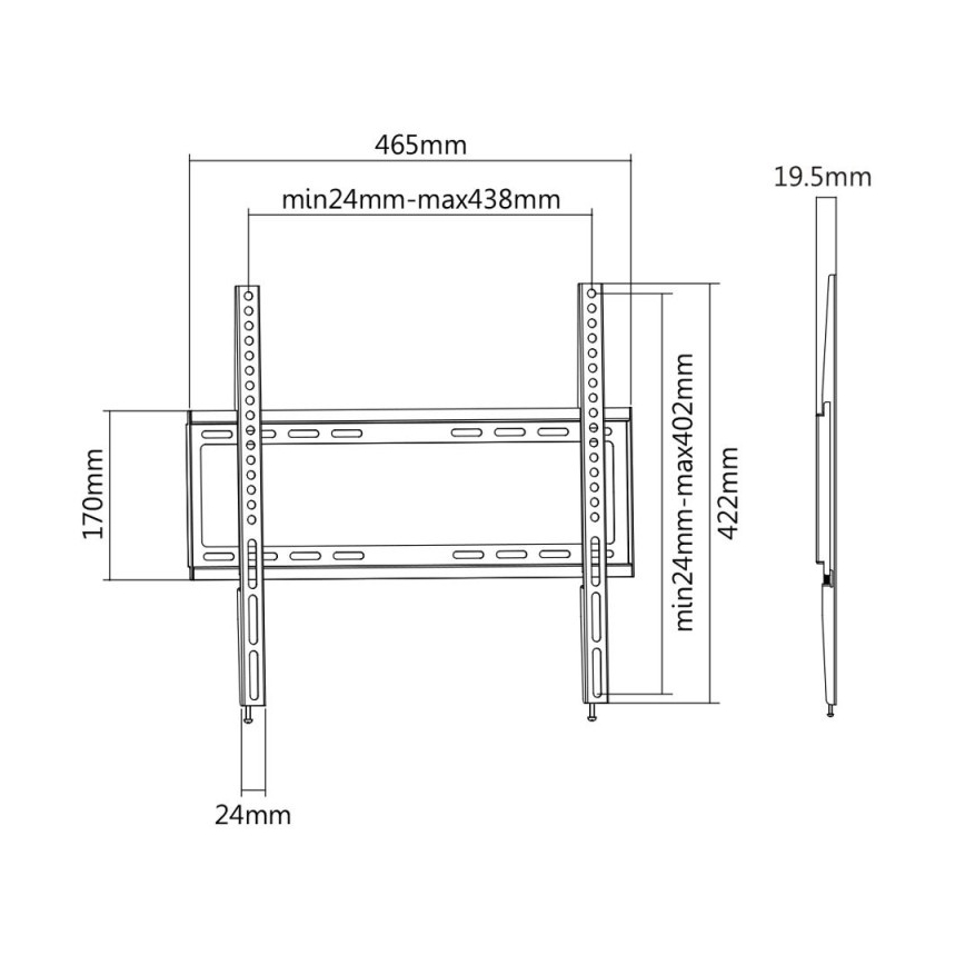 MK FLORIA MKF-20DF447 - Kiinteä seinäteline 65 TV:lle, musta