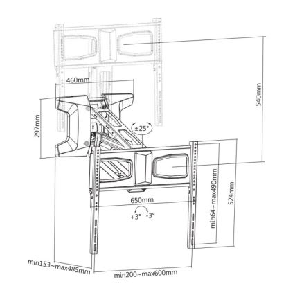 MK FLORIA MKF-21DM647 - Nivelöity seinäteline televisiolle 70 musta + kaukosäädin