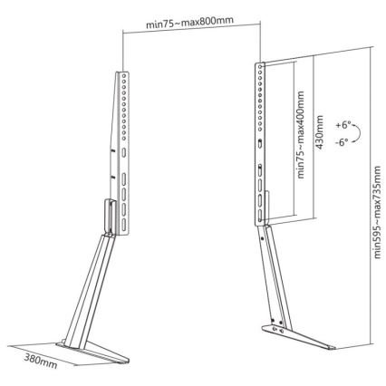 MK FLORIA MKF-21ST841 - Kallistuva TV-taso 32-70“ musta