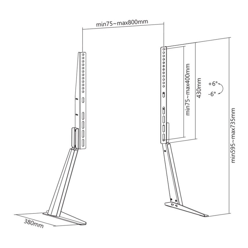 MK FLORIA MKF-21ST841 - Kallistuva TV-taso 32-70“ musta