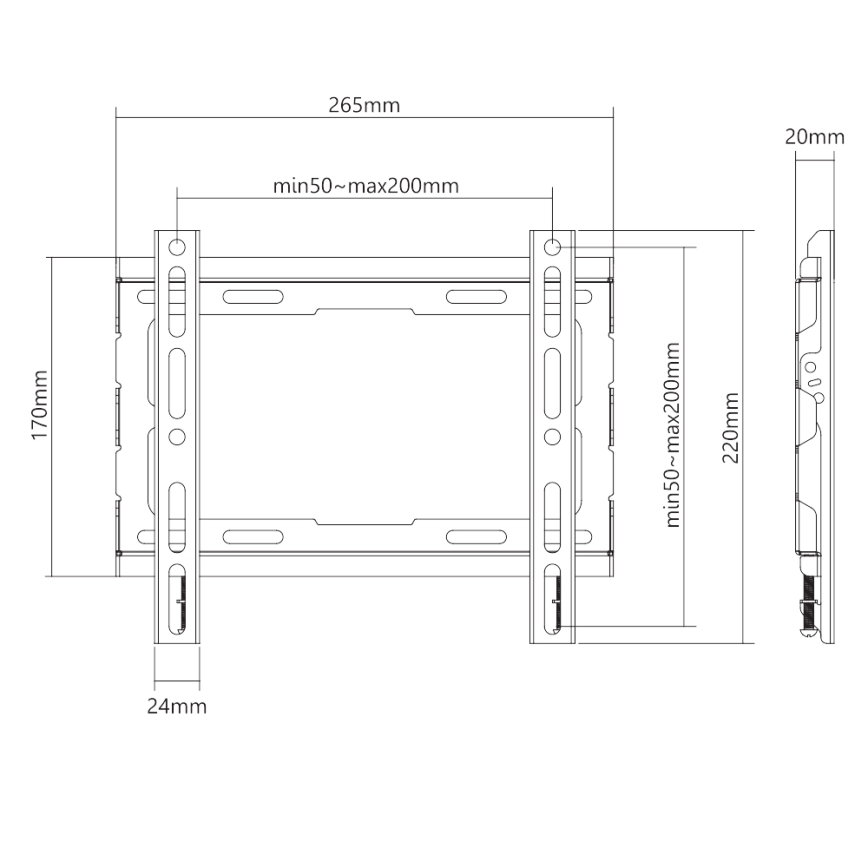 MK FLORIA MKF-23DF223 - Kiinteä TV-seinäteline 46 musta