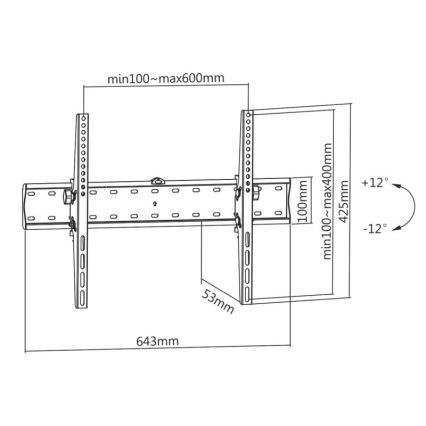 MK FLORIA MKF-23DN640 - Taittuva seinälle kiinnitettävä TV-teline 80 musta