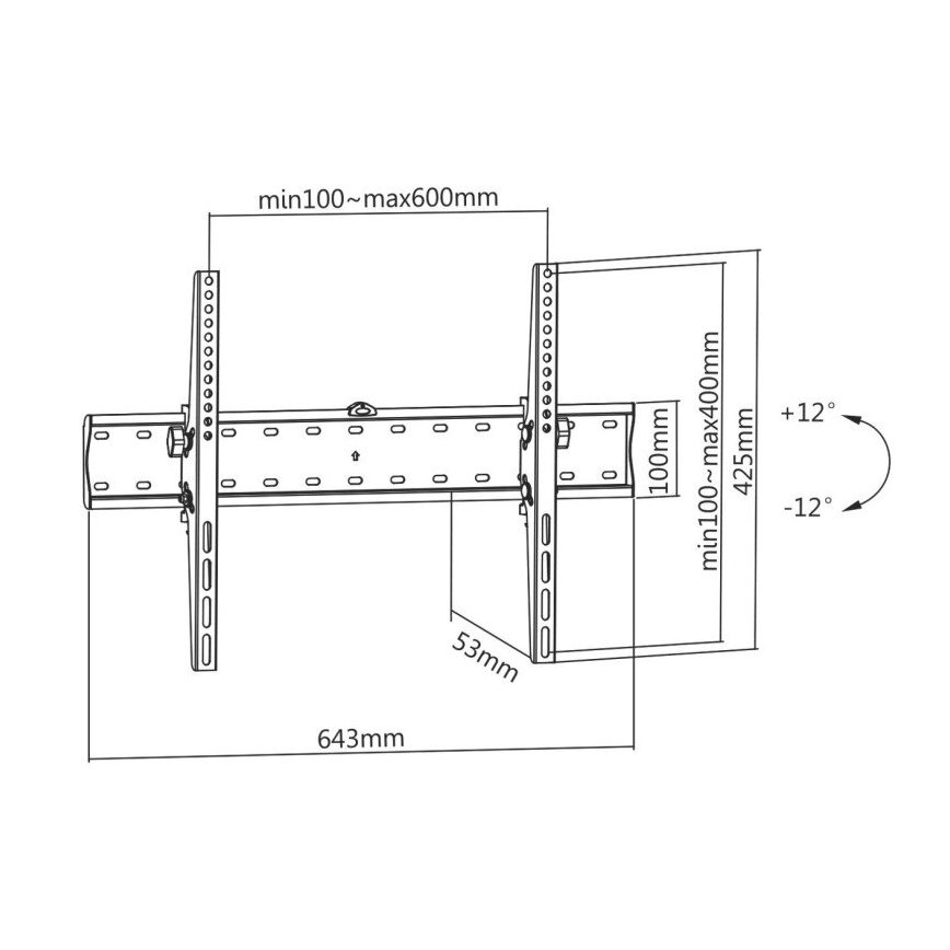 MK FLORIA MKF-23DN640 - Taittuva seinälle kiinnitettävä TV-teline 80 musta