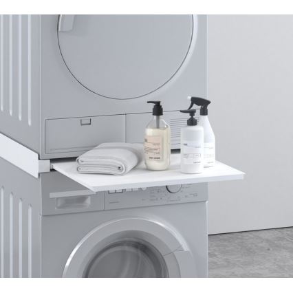 MK FLORIA MKF-23MZ601 - Pesukoneen ja kuivausrummun pinoamissarja ulosvedettävällä kaapilla 60 cm valkoinen