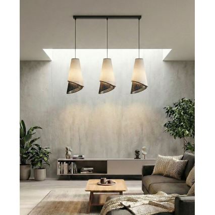 MODA-riippuvalaisin vaijerilla 3xE27/15W/230V harmaa/musta