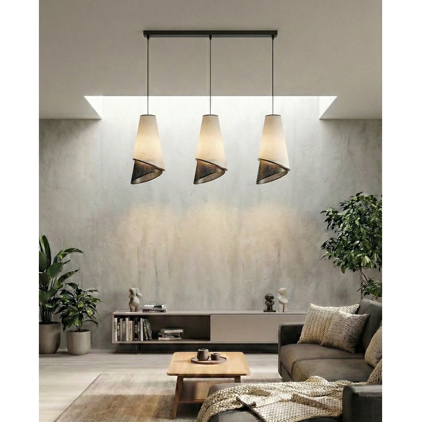 MODA-riippuvalaisin vaijerilla 3xE27/15W/230V harmaa/musta