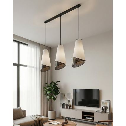 MODA-riippuvalaisin vaijerilla 3xE27/15W/230V harmaa/musta