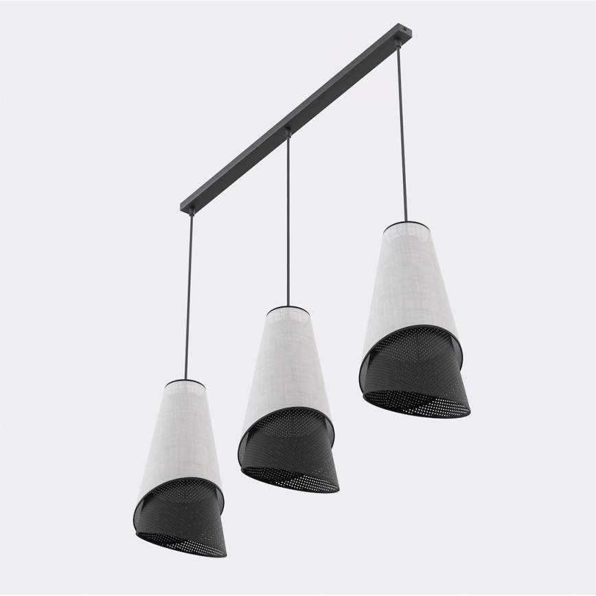 MODA-riippuvalaisin vaijerilla 3xE27/15W/230V harmaa/musta