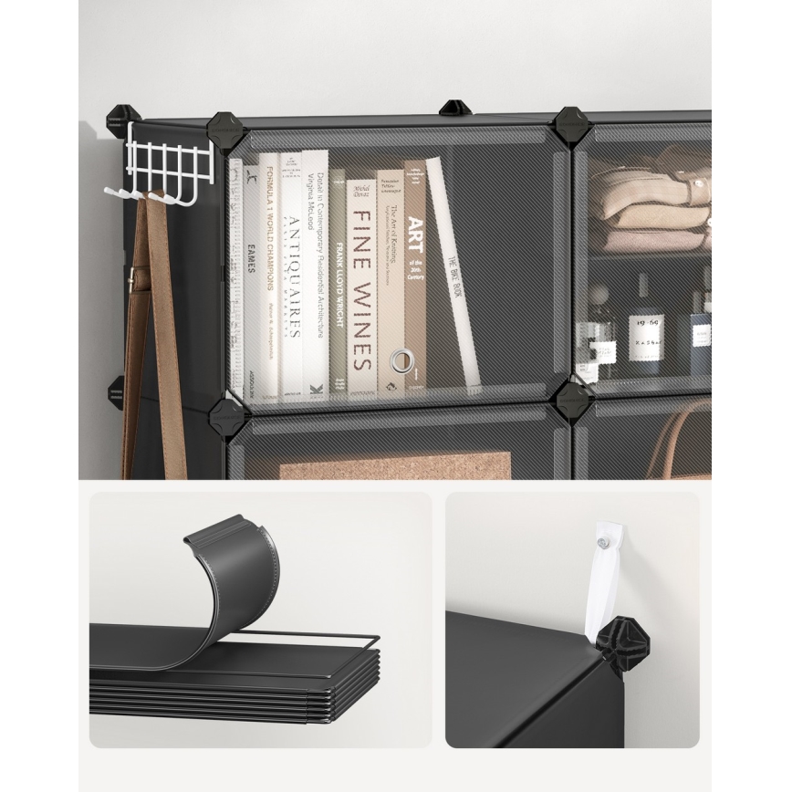 Modulaarinen BOXIFY-hylly lokeroilla, musta