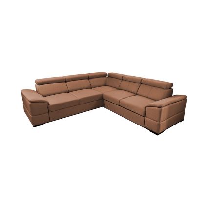 Monikäyttöinen kulmasohva, avattava vuoteeksi ja säilytystilalla GRANADA ruskea