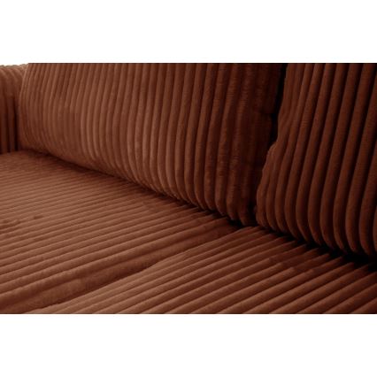 Monikäyttöinen avattava L-mallinen kulmasohva säilytystilalla FRIDA ruskea