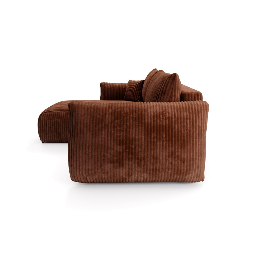 Monikäyttöinen avattava L-mallinen kulmasohva säilytystilalla FRIDA ruskea