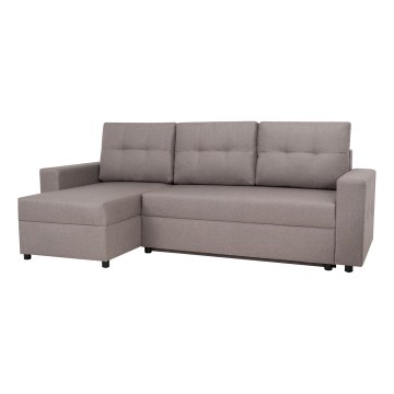 Monikäyttöinen kulmasohva, jossa nukkumistoiminto ja säilytystila SEVILLA harmaa