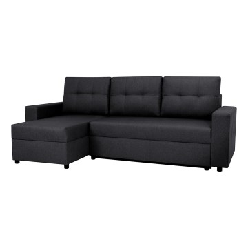 Monikäyttöinen kulmasohva nukkumistoiminnolla ja säilytystilalla SEVILLA antrasiitti