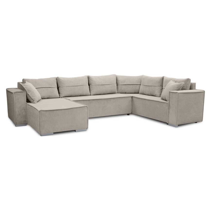 Monikäyttöinen U-muotoinen avattava kulmasohva LONDON, beige