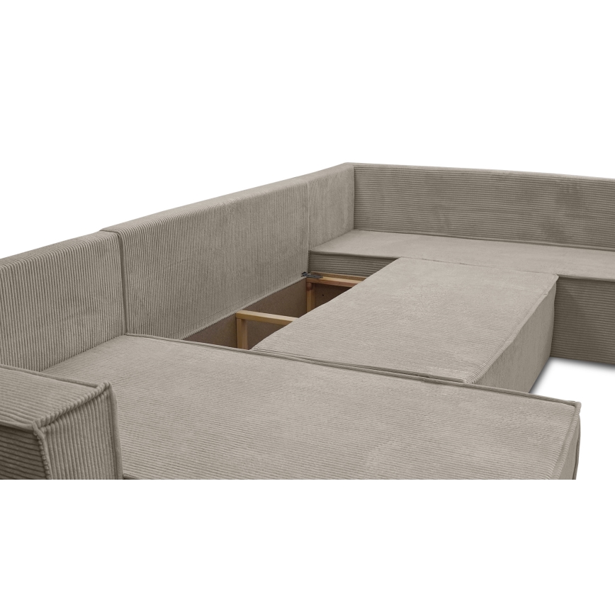 Monikäyttöinen U-muotoinen avattava kulmasohva LONDON, beige