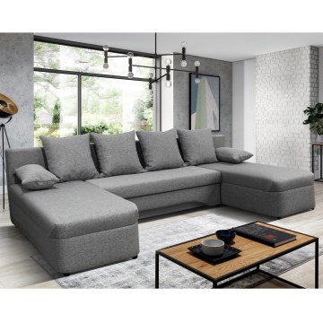 Monikäyttöinen U-muotoinen avattava kulmasohva säilytystilalla ALMEIDA harmaa