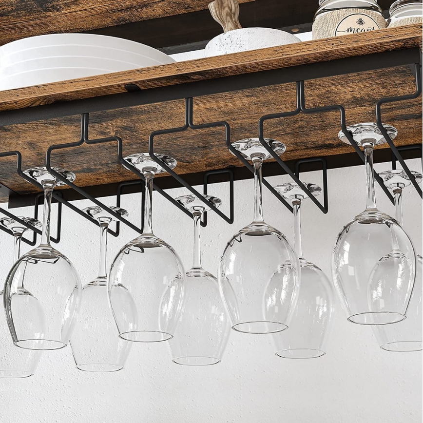 Monikäyttöinen viini- ja lasiteline NAVARO ruskea/musta