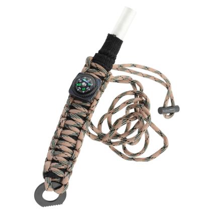 Monitoiminen rannekoru kompassilla ja piikivillä ja teräksellä beige