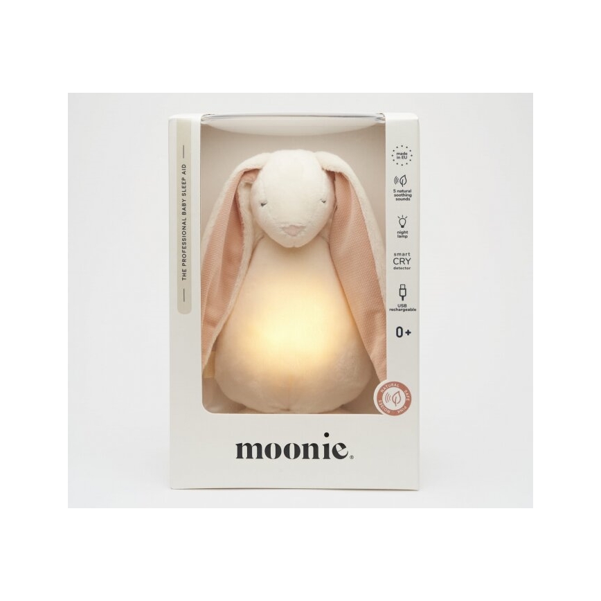 Moonie - Snuggle buddy melodialla ja valolla 2.0 pupu powder