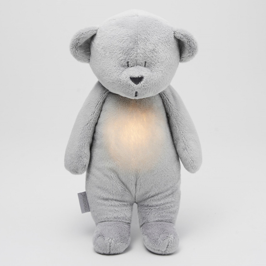 Moonie - Snuggle buddy melodialla ja valolla pieni karhu 2.0 hopea